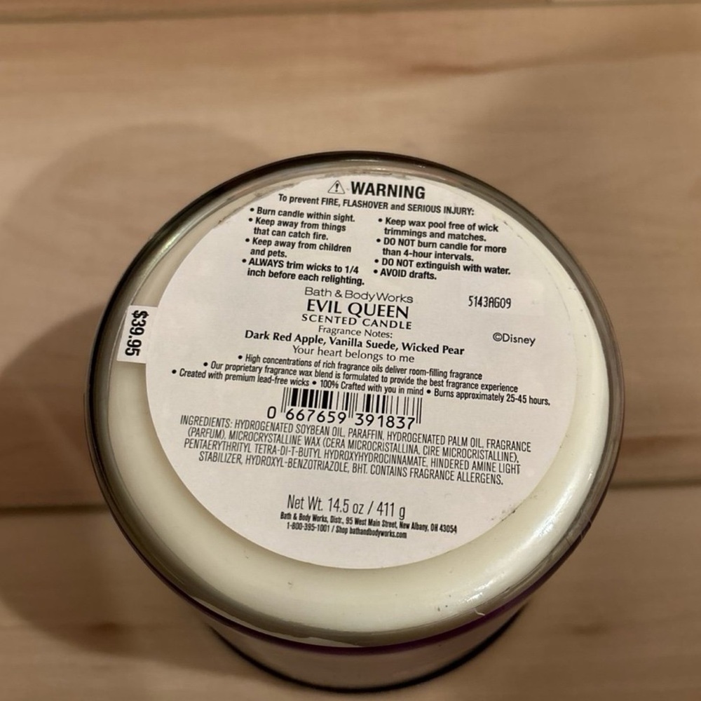 NWT Bath & Body Works Evil Queen 3-Wick Candle & Holder Disney Villains - Picture 7 of 7